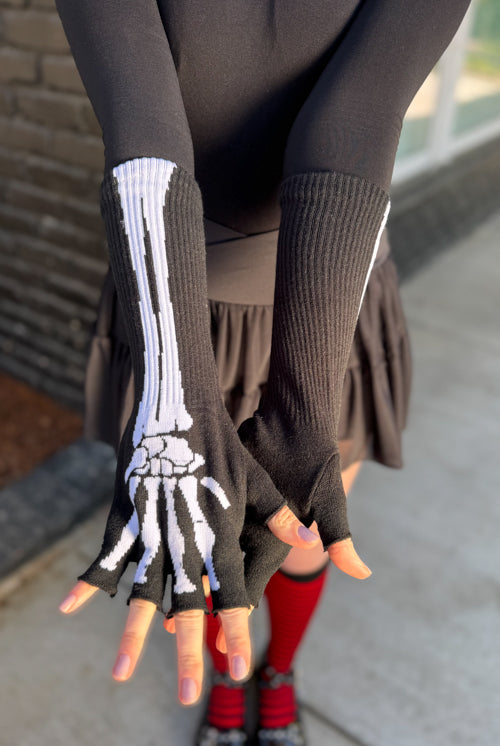 Skeleton Fingerless Gloves