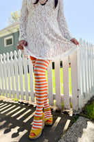 Striped Over the Knee - White & Orange