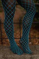 Diamond Net Pantyhose - neon Blue