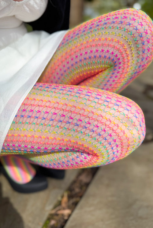 Rainbow Crochet Net Tights