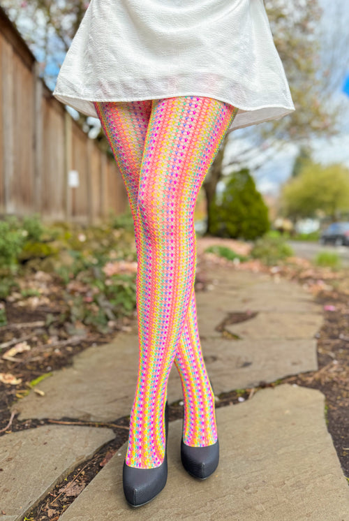 Rainbow Crochet Net Tights