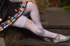 Plus Size Sheer Stockings with Lace Stay-Up Top - White