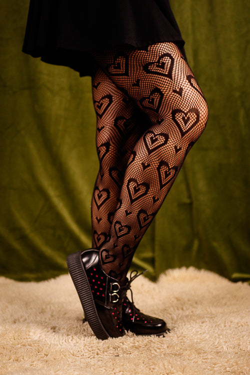 Double Heart Net Tights