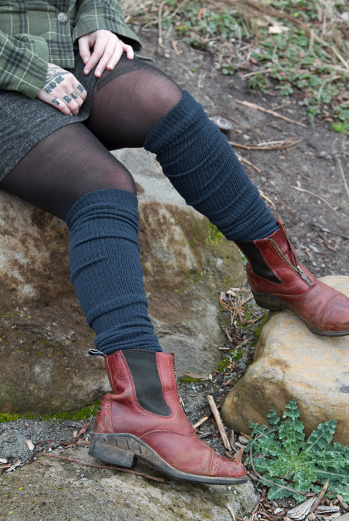 Long Cuffable Scrunchable Socks - Navy