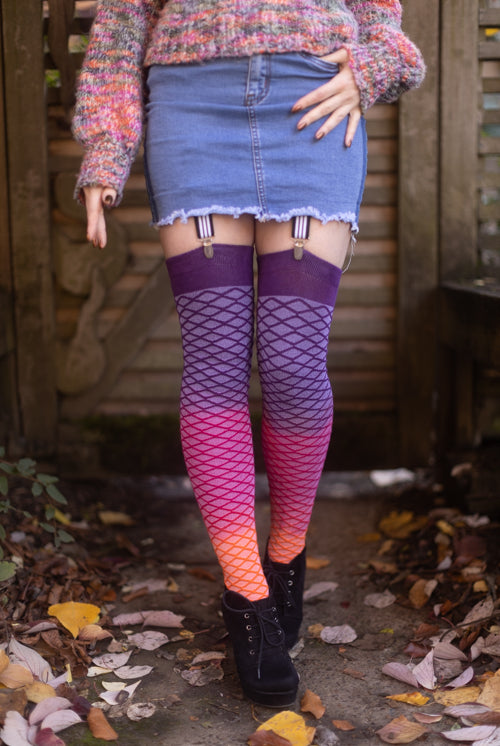 Extraordinary Mermaid Dip Dye Thigh High - Neon Sunset