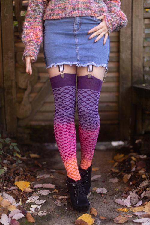Extraordinary Mermaid Dip Dye Thigh High - Neon Sunset