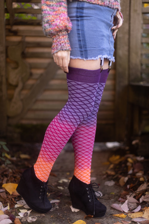 Extraordinary Mermaid Dip Dye Thigh High - Neon Sunset