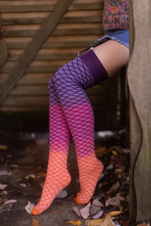 Mermaid Dip Dyed Extraordinary Thigh High - Neon Sunset