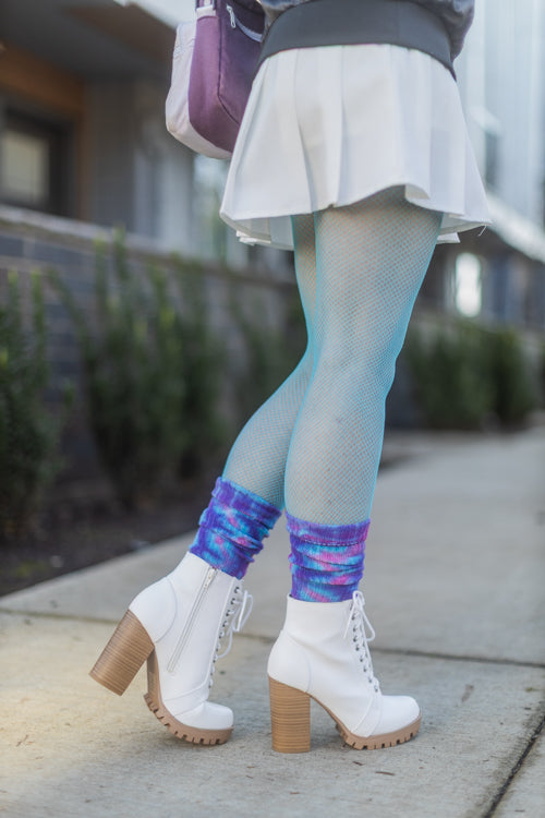 Tie Dye Bamboo Rayon Crew - Blue/Purple/Fuchsia