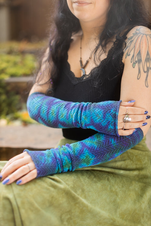 Tie Dye Chevron Sleeves - Blues/greens/Purples