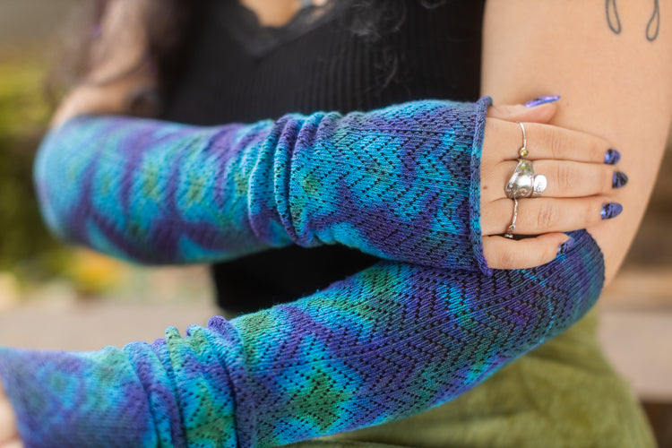 Tie Dye Chevron Sleeves - Blues/greens/Purples