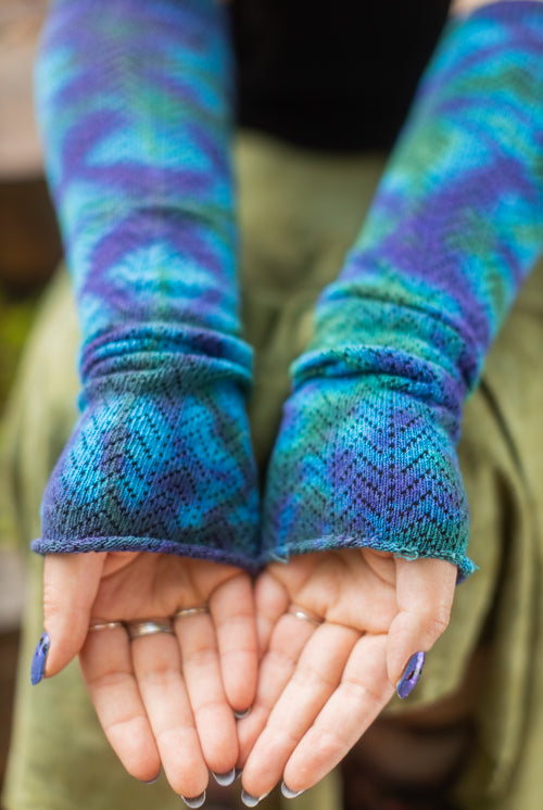 Tie Dye Chevron Sleeves - Blues/greens/Purples