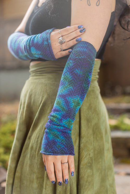 Tie Dye Chevron Sleeves - Blues/greens/Purples