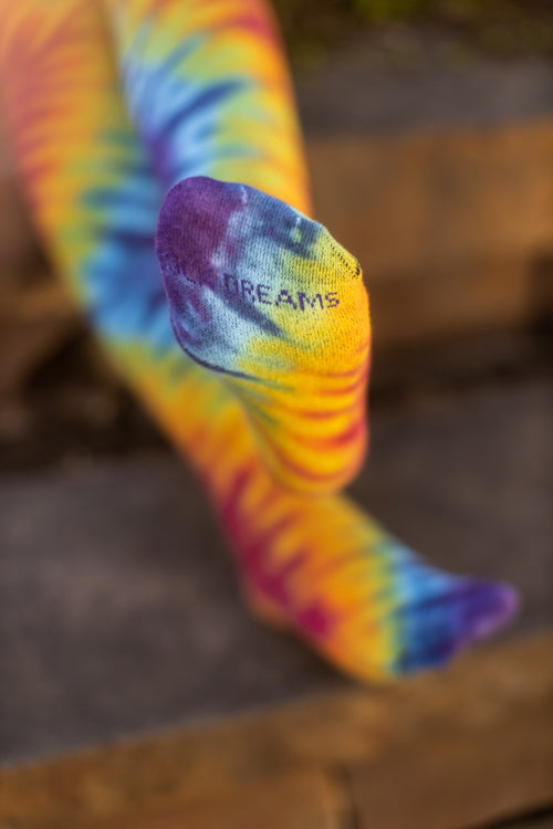 Longer Tie Dyed Extraordinary Thigh High - Classic Rainbow Diamonds