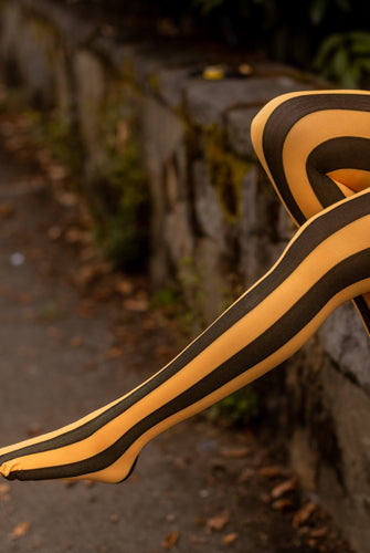 Vertical Striped Opaque Thigh Highs