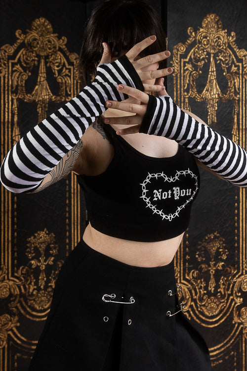 Striped Nylon Arm Warmers - Black and White