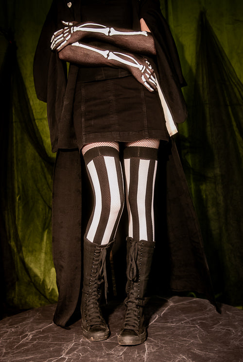 Vertical Striped Opaque Thigh Highs