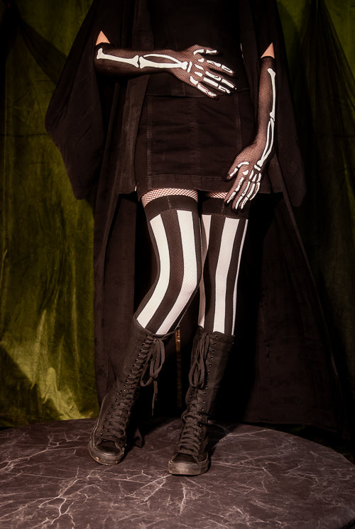 Vertical Striped Opaque Thigh Highs