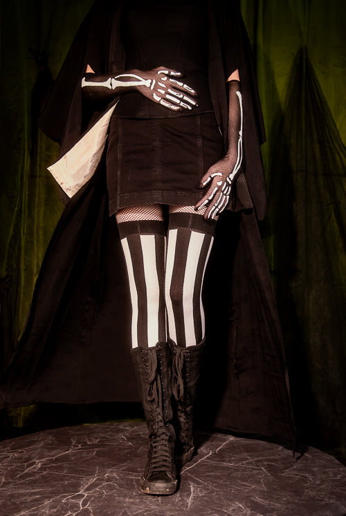 Vertical Striped Opaque Thigh Highs