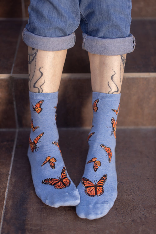 Monarch Butterfly Crew - Heather Cornflower - Medium