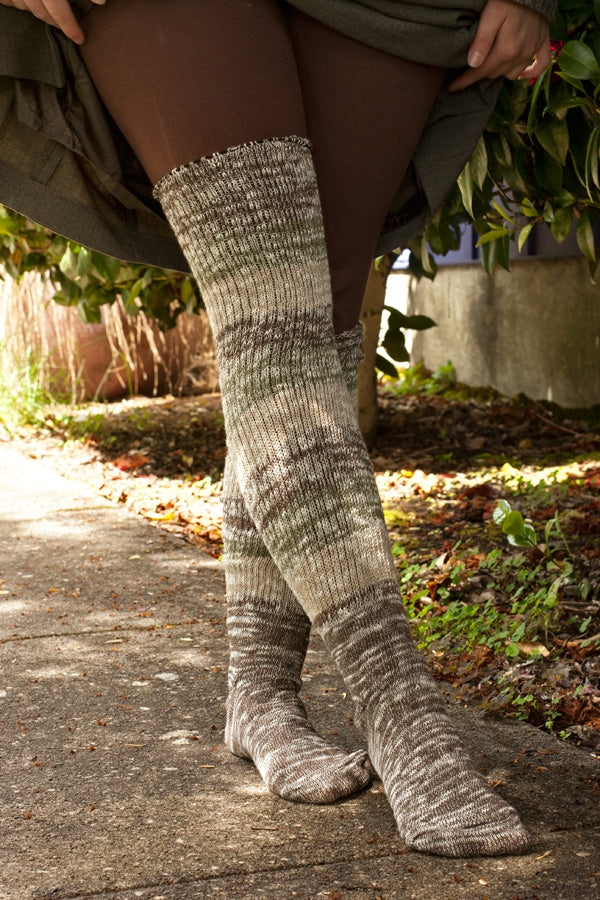 Marled Stripe Knee Socks - thicket