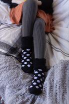 New Zealand Bed Socks with Polka Dots - Black & White