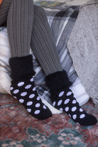 New Zealand Bed Socks with Polka Dots - Black & White