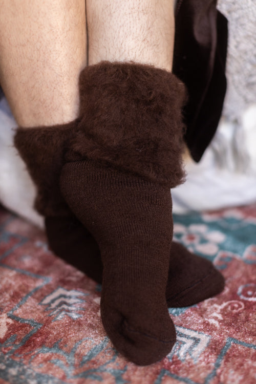 New Zealand Bed Socks - Chocolate