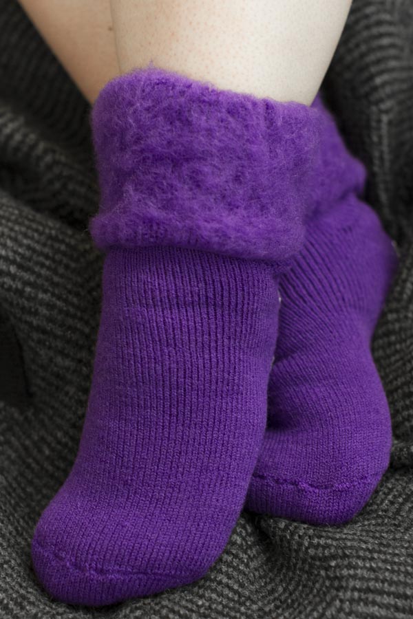 New Zealand Bed Socks with Star Treads - Purple