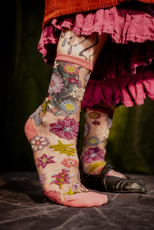 Dark Florals Sheer Crew