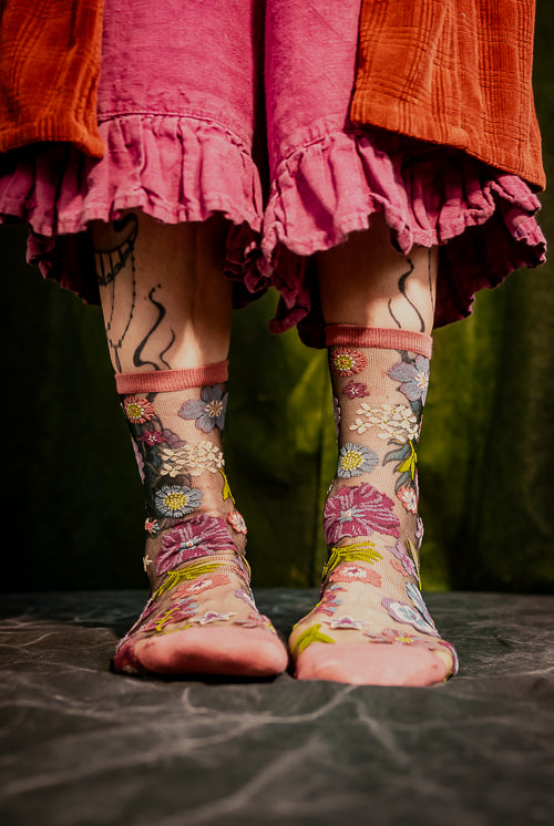 Dark Florals Sheer Crew