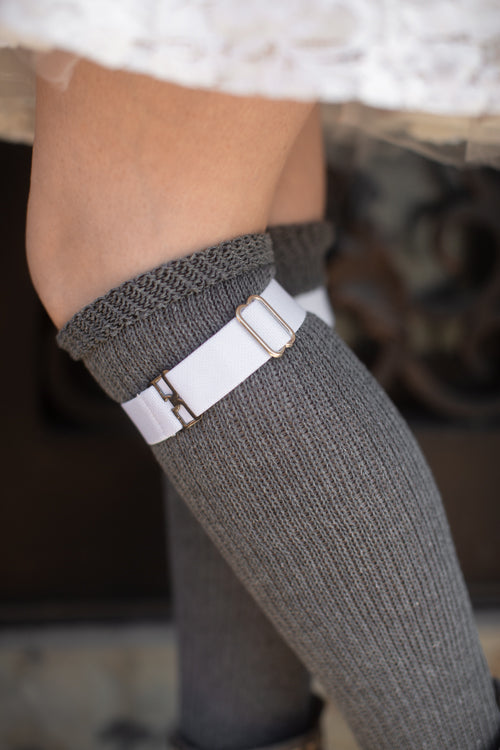 Simply Adjustable Sock Garters - White