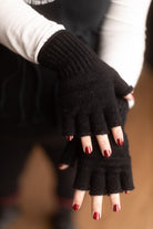 Wool Fingerless Gloves - Black