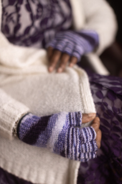 Space Dyed Fingerless Gloves - purple