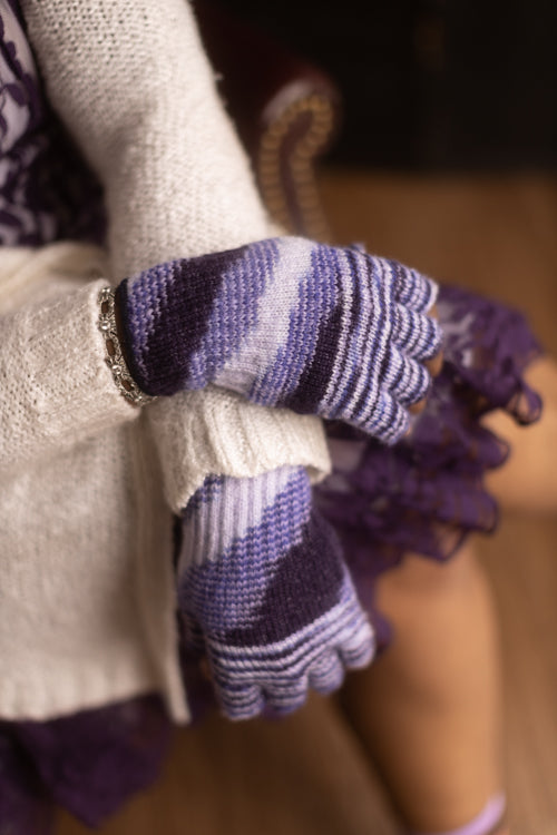 Space Dyed Fingerless Gloves - purple