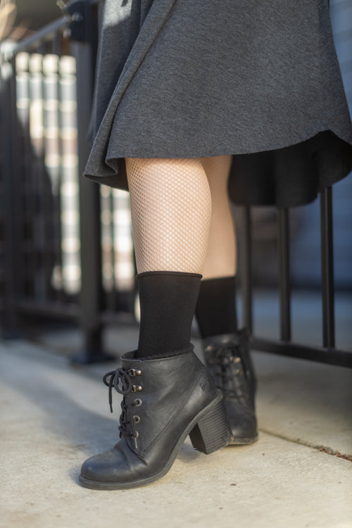 Bamboo Roll Top Crew - Black