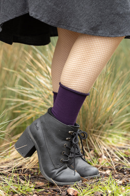 Bamboo Roll Top Crew - Purple