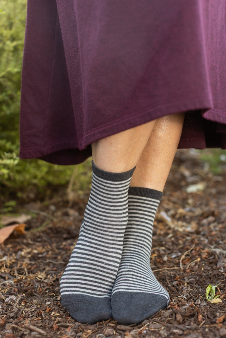 Sailor Stripe Mini Crew - Charcoal Heather