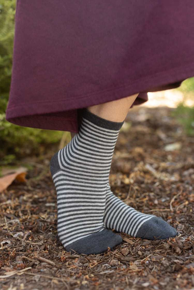 Sailor Stripe Mini Crew - Charcoal Heather