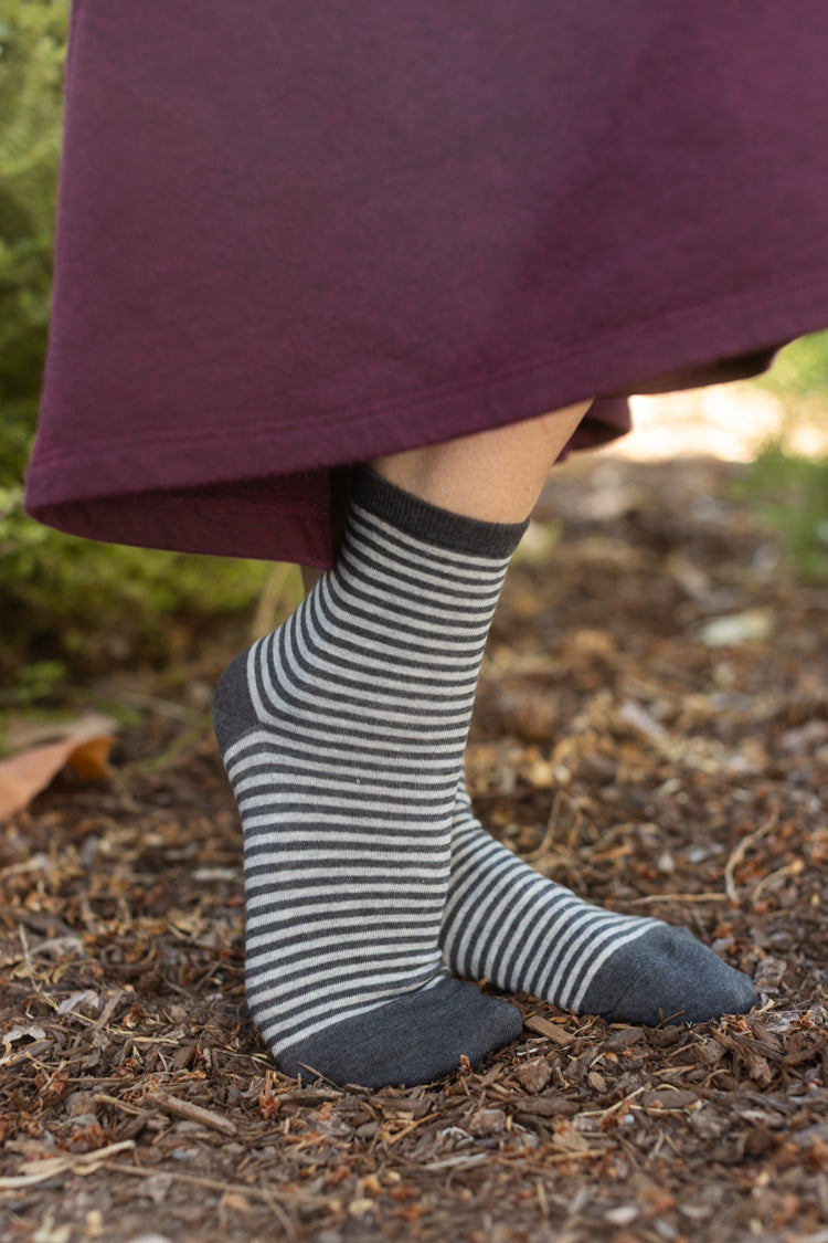 Sailor Stripe Mini Crew - Charcoal Heather