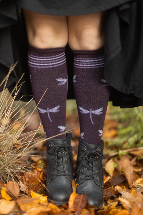 Dragonfly Compression Knee High - Blackberry