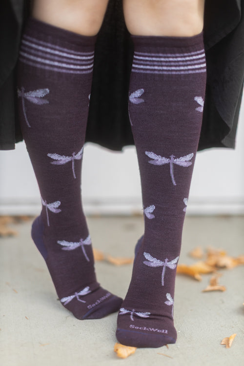 Dragonfly Compression Knee High - Blackberry