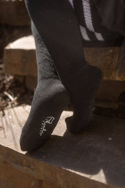 Thunda Thighs Top Stripe Thigh Highs - Black/White