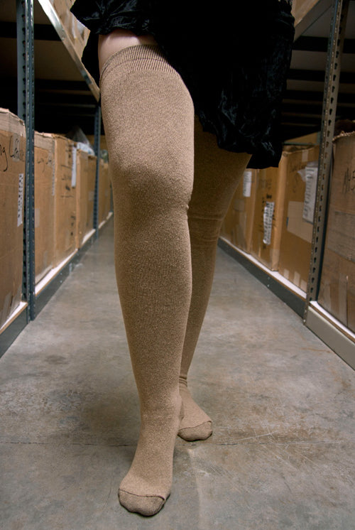 Longer Extraordinary Thigh High Socks in Tan
