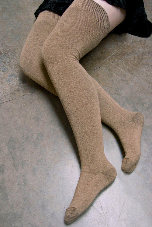 Longer Extraordinary Thigh High Socks in Tan