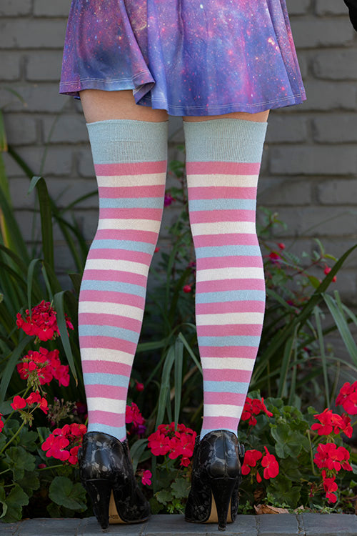 Pride Stripes Extraordinary Thigh High Socks - trans