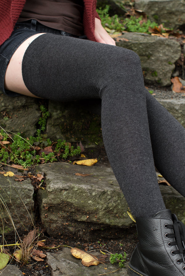 Longer Extraordinary Thigh High Socks - Dark Charcoal