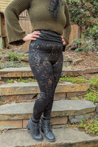 Tropical Floral Print Fleece Lined Leggings