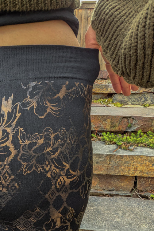 Tropical Floral Print Fleece Lined Leggings