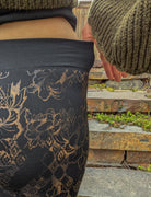 Tropical Floral Print Fleece Lined Leggings